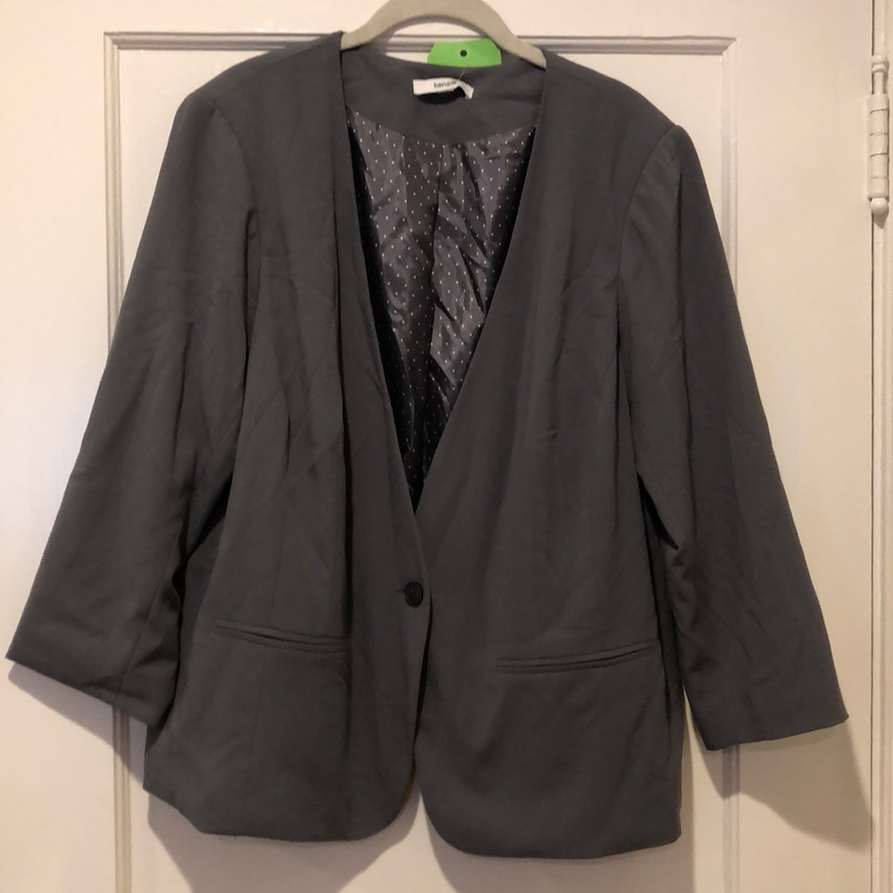 Kensie Gray Cardinia Collarless Blazer - 1X